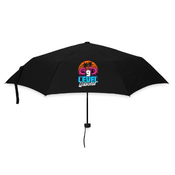 Level 9 Unlocked 9th Birthday Gamer 80s retro - Umbrella (small) - black - Front