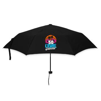 Level 50 Unlocked 50th Birthday Gamer 80s retro - Umbrella (small) - black - Front