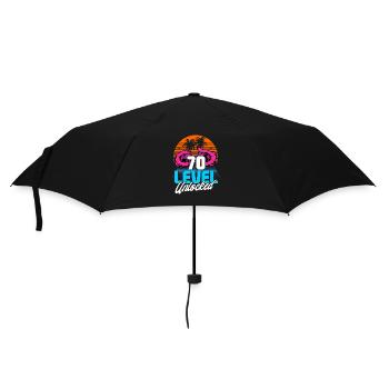 Level 70 Unlocked 70th Birthday Gamer 70s retro - Umbrella (small) - black - Front