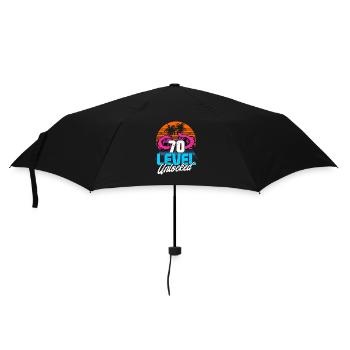 Level 70 Unlocked 70th Birthday Gamer 70s retro - Umbrella (small) - black - Front