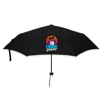 Level 18 Unlocked 18th Birthday Gamer 80s retro - Umbrella (small) - black - Front