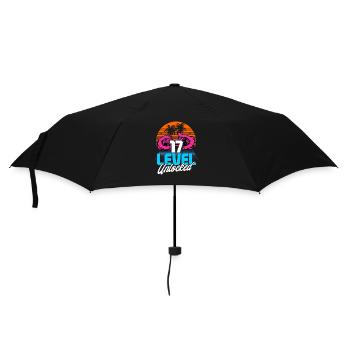 Level 17 Unlocked 17th Birthday Gamer 80s retro - Umbrella (small) - black - Front