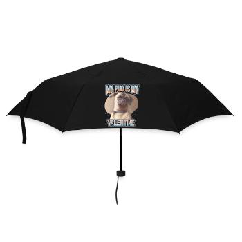 Mops-Hund, Pug-Dog, Hund Illustration, Spruch - Regenschirm (klein) - Schwarz - Vorne