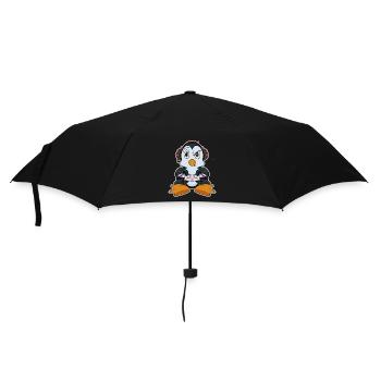 Penguin With Gaming Controller I Funny Gaming I - Regenschirm (klein) - Schwarz - Vorne