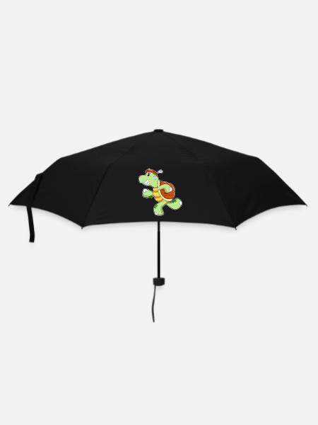 Schildkröte Jogger Joggen Sport - Regenschirm (klein) - Schwarz