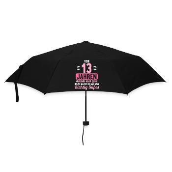 Vor 13 Jahren dachte Gott mach Gutes 13 Geburtstag - Regenschirm (klein) - Schwarz - Vorne