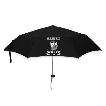 Opa Großvater Wolf Wölfe - Regenschirm (klein) - Schwarz - Vorne