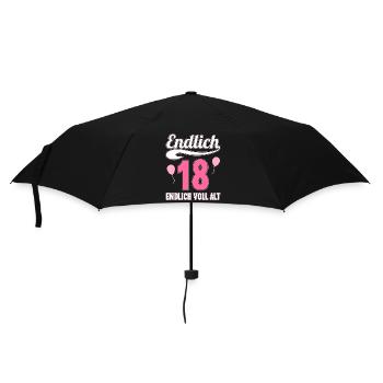 Endlich 18 Jahre endlich voll alt 18 Geburtstag - Regenschirm (klein) - Schwarz - Vorne
