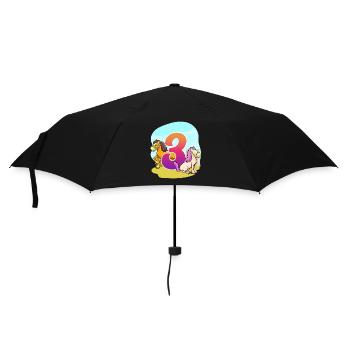 3. Geburtstag Reiten Pferde-thema Drei Party - Regenschirm (klein) - Schwarz - Vorne