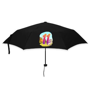 11th Birthday Riding Horse Theme Eleven Party - Umbrella (small) - black - Front