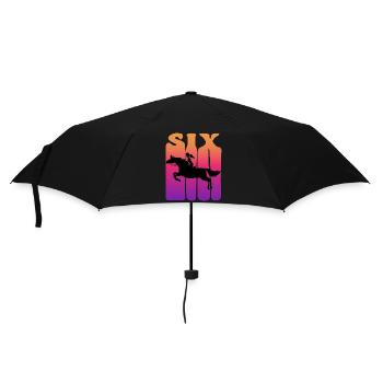 Girl rider, I am 6 years old, 6. - Umbrella (small) - black - Front