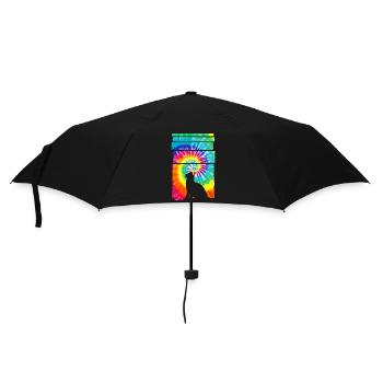 Cat Hippie Tie Dye - Regenschirm (klein) - Schwarz - Vorne