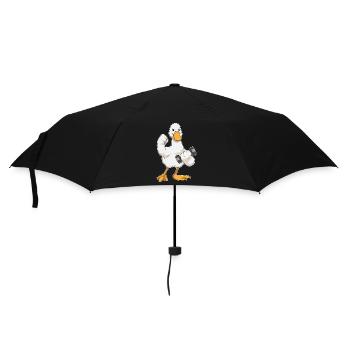 Duck Bodybuilder Dumbbell Bodybuilding - Umbrella (small) - black - Front