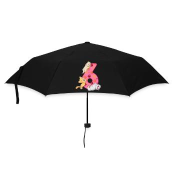 Chaton du 6ème anniversaire | Chemise d’anniversaire de chat | - Parapluie standard - noir - Devant