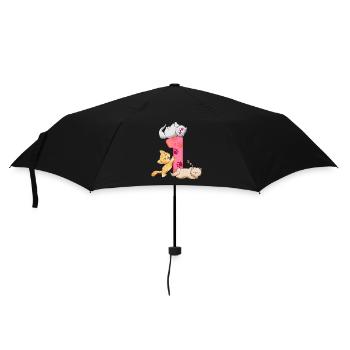 Chaton du 1er anniversaire | Chemise d’anniversaire de chat | - Parapluie standard - noir - Devant