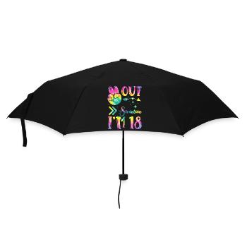 Peace Out Seventeen I'm 18 | Tie Dye Themed - Umbrella (small) - black - Front