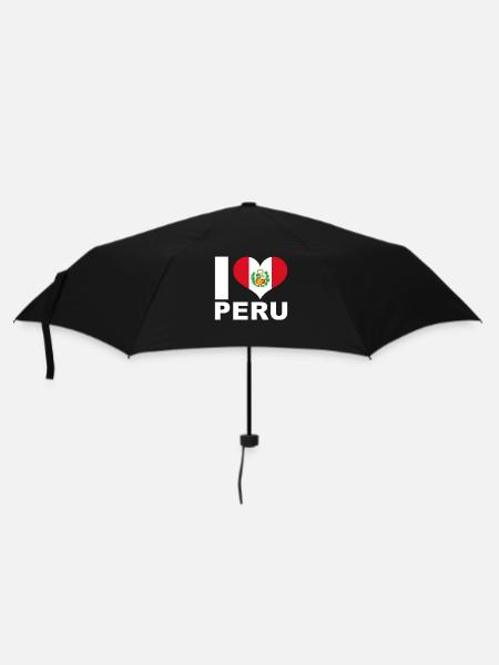 Ich liebe Peru Herz Flagge Peru - Regenschirm (klein) - Schwarz
