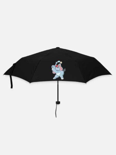 Elefant Baseball - Regenschirm (klein) - Schwarz