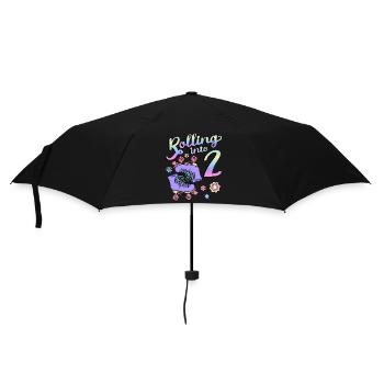 Rouler dans 2 Roller Skaters Floral 2ème année - Parapluie standard - noir - Devant