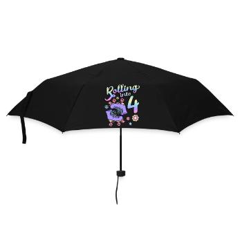 Rouler dans 4 patineurs à roulettes Floral 4e année - Parapluie standard - noir - Devant