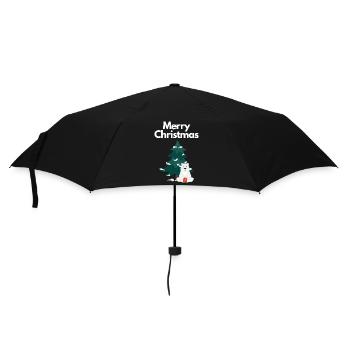 Merry Christmas Christmas Polar Bear with Gift - Umbrella (small) - black - Front