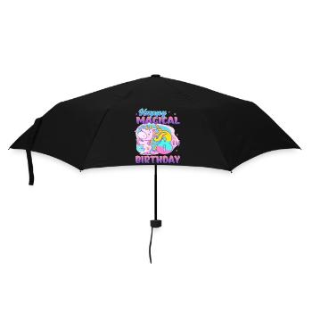 Alles Gute Zum 8. Geburtstag Einhorn Pony - Regenschirm (klein) - Schwarz - Vorne
