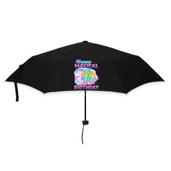 Happy Magical 12. Geburtstag Einhorn Pony - Regenschirm (klein) - Schwarz - Vorne