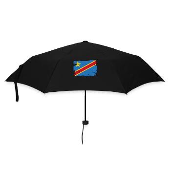 Offizielle Flagge der Demokratischen Republik Kongo - Regenschirm (klein) - Schwarz - Vorne
