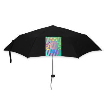 Moderne Kunst Grafik-Design 4 formen Linien Farben - Regenschirm (klein) - Schwarz - Vorne