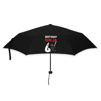 Birthday Party 6 Years Old Japanese Ninja Birthday - Umbrella (small) - black - Front