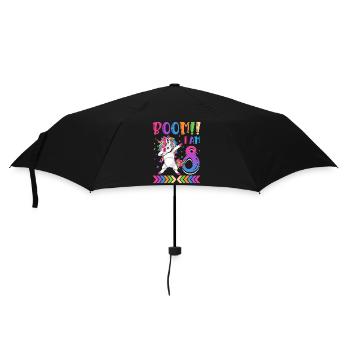 Boom!! Ich Bin 8, Buntes Lustiges Einhorn 8. - Regenschirm (klein) - Schwarz - Vorne