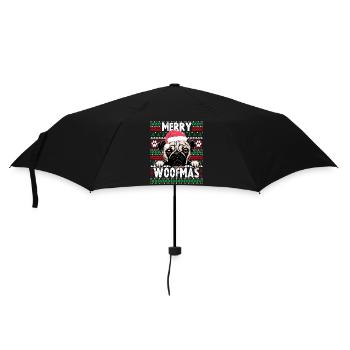 Süßer Hundepyjama - Mops Hunde Liebhaber Weihnachten - Regenschirm (klein) - Schwarz - Vorne
