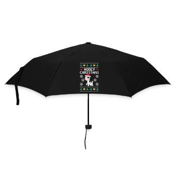 Mooey Christmas Cow Santa Claus Hat Funny - Umbrella (small) - black - Front
