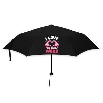 Ich Liebe Sozialarbeit Sozialarbeiter Ausbildung - Regenschirm (klein) - Schwarz - Vorne