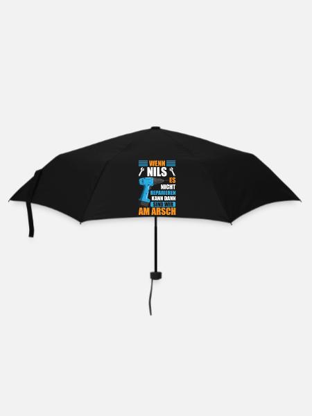 Nils Vorname Name Geburtstag Reparieren - Regenschirm (klein) - Schwarz