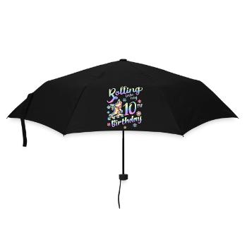 Rolling Into My 10th Birthday Roller Skater - Umbrella (small) - black - Front
