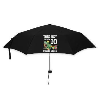 Boy Is Now 10 Double Digit Dino 10th Birthday - Umbrella (small) - black - Front
