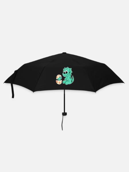 Dinosaurier mit Baby Dinosaurier - Regenschirm (klein) - Schwarz