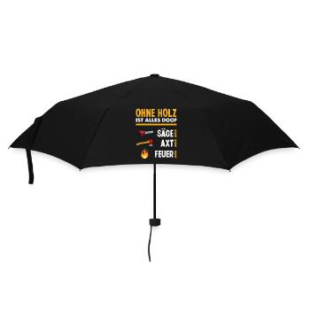 Kettensäge Waldarbeiter Holzfäller Säge Feuer - Regenschirm (klein) - Schwarz - Vorne