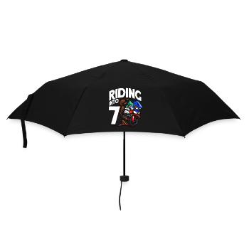 Reiten in 7 Geburtstag Fahrer Motocross Geburtstag - Regenschirm (klein) - Schwarz - Vorne