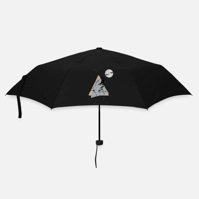 Wolf to the moon - Regenschirm (klein) - Schwarz