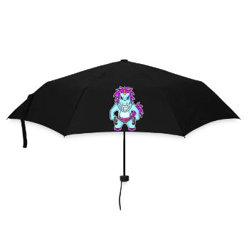 Unicorn with pistol - Umbrella (small) - black - Front