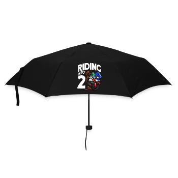 Fahren in 2 Geburtstag Fahrer Motocross Geburtstag - Regenschirm (klein) - Schwarz - Vorne