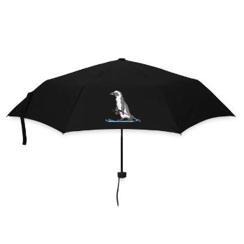 Pinguin Skifahrer Ski - Regenschirm (klein) - Schwarz - Vorne