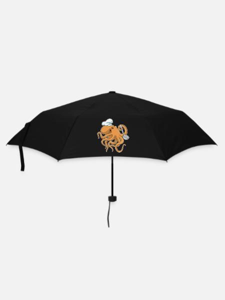 Krake Koch Kochlöffel Kochen - Regenschirm (klein) - Schwarz
