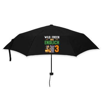 Wild Frech und Endlich 3 Jahre, 3. Geburtstag - Regenschirm (klein) - Schwarz - Vorne