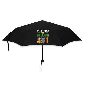 Wild Frech und Endlich 1 Jahr, 1. Geburtstag - Regenschirm (klein) - Schwarz - Vorne