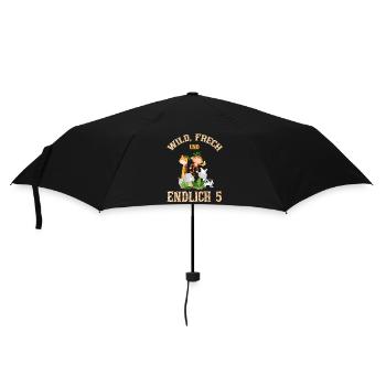 Wild Frech und Endlich 5 Jahre, 5. Geburtstag - Regenschirm (klein) - Schwarz - Vorne