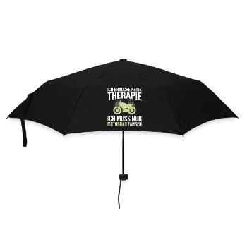 Motorrad Therapie Spruch - Regenschirm (klein) - Schwarz - Vorne