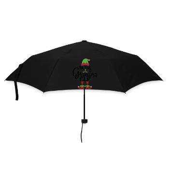 Oma Elf süßes lustiges passendes Weihnachtskostüm - Regenschirm (klein) - Schwarz - Vorne